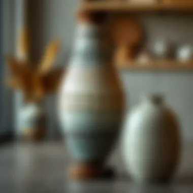 Textured Ceramic Floor Vase Close-up view of textured ceramic floor vase showcasing intricate design