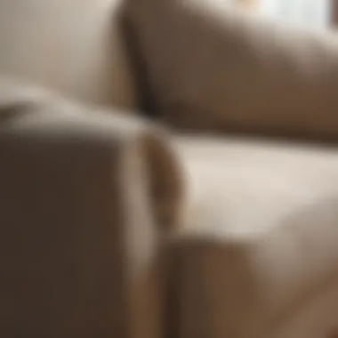 Close-up of fabric texture on a Crate and Barrel chair cover