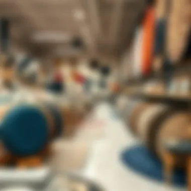 Variety of round rugs displayed in a home décor store