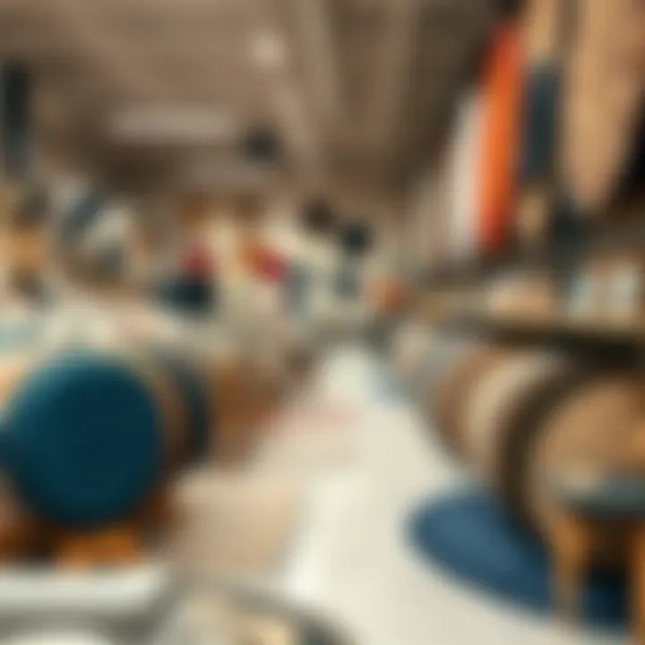 Variety of round rugs displayed in a home décor store
