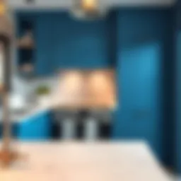 Elegant blue cabinet handles enhancing a modern kitchen
