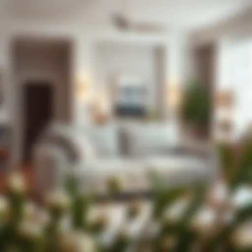 Elegant cloth loveseat in a modern living room setting