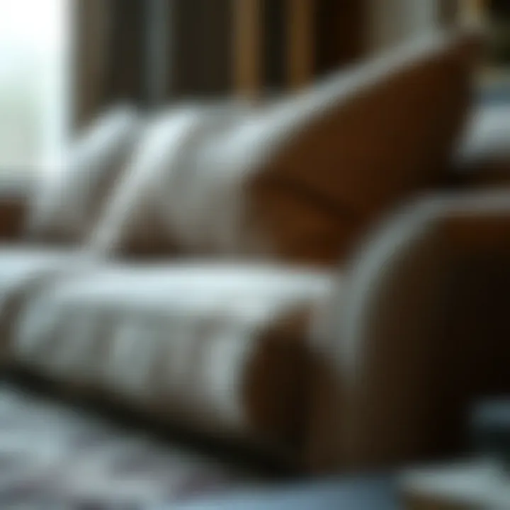 Close-up of fabric texture on a stylish loveseat
