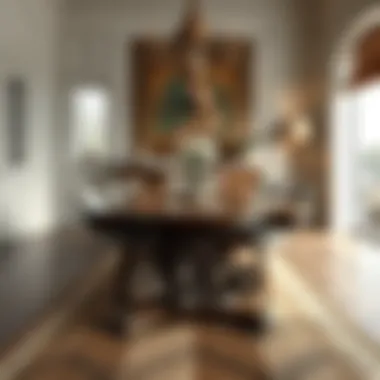 An elegant wooden dining table with intricate carvings