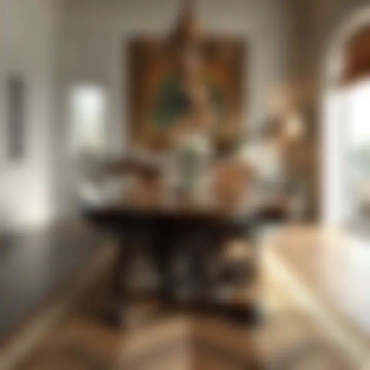 An elegant wooden dining table with intricate carvings