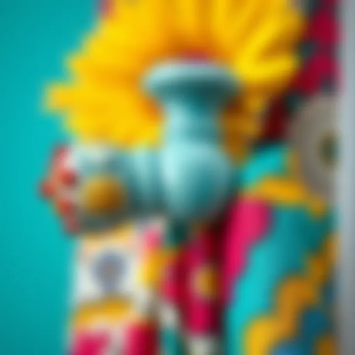 Colorful ceramic curtain holdback post enhancing vibrant decor