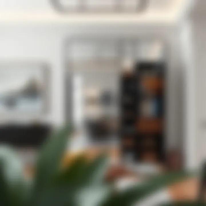 Stylish modern interior showcasing a full body mirror with hidden shelves