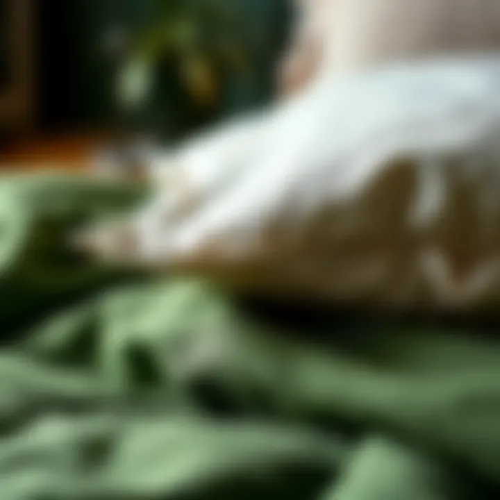 Close-up of eco-friendly materials used in green twin XL bedding