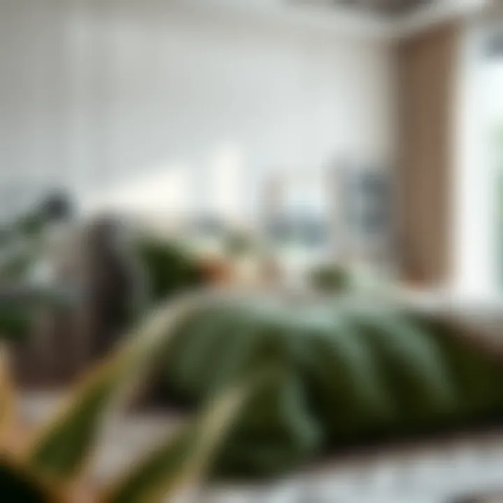 Stylish green twin XL bedding in a modern bedroom setting