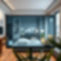 Virtual interior design layout tools on a screen