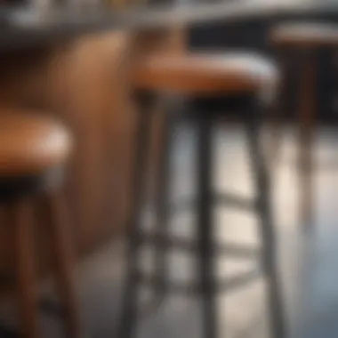 Close-up of materials used in round bar stool table construction