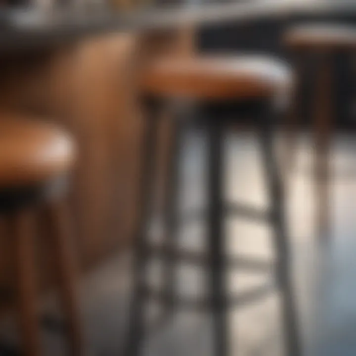Close-up of materials used in round bar stool table construction
