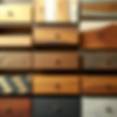 Variety of materials used in drawer cabinet construction