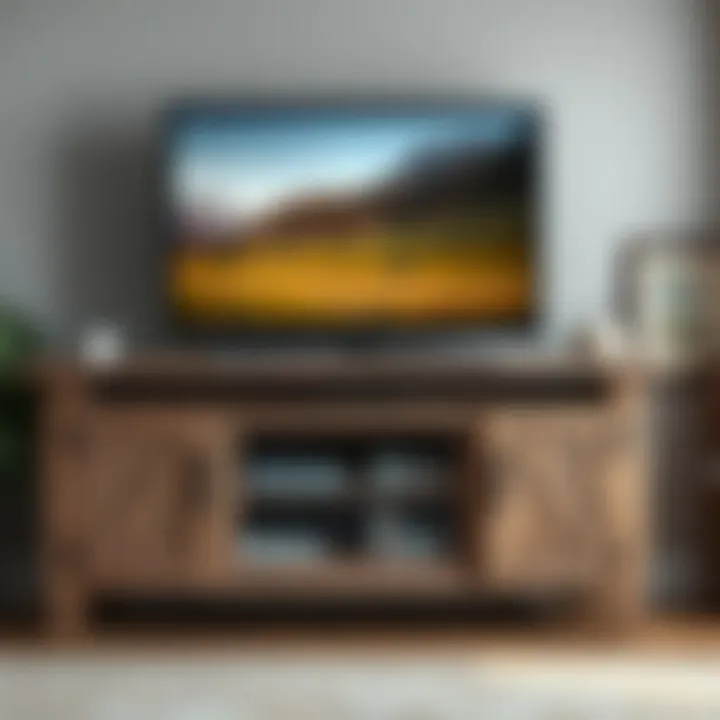 Rustic wooden 50-inch TV cabinet with closed storage