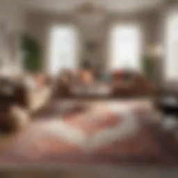 Elegant living room featuring a stylish 4x8 washable rug