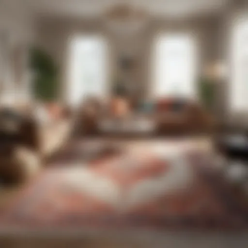 Elegant living room featuring a stylish 4x8 washable rug