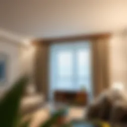 Elegant ceiling-mounted curtain rod showcasing a modern living room design