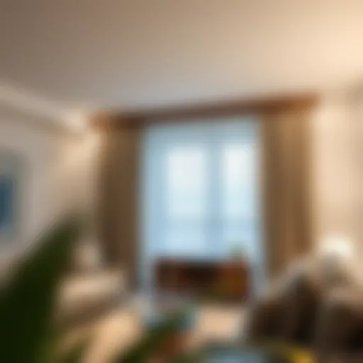 Elegant ceiling-mounted curtain rod showcasing a modern living room design