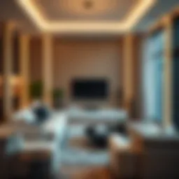 Elegant wall strip lights enhancing ambiance in a modern living room