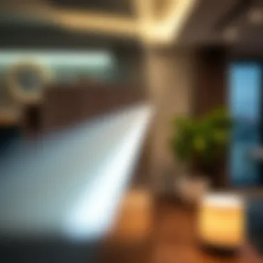 Close-up view of energy-efficient wall strip lights integrated into home decor