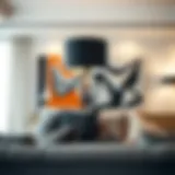 Stylish lamp complementing a modern couch