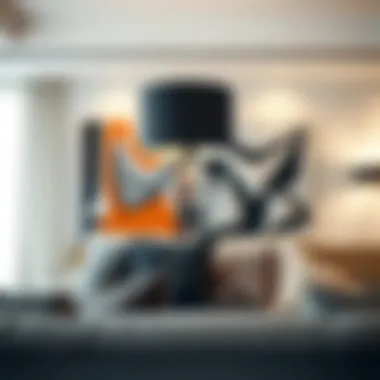 Stylish lamp complementing a modern couch