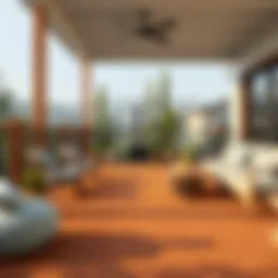 Stylish indoor outdoor carpet enhancing deck ambiance