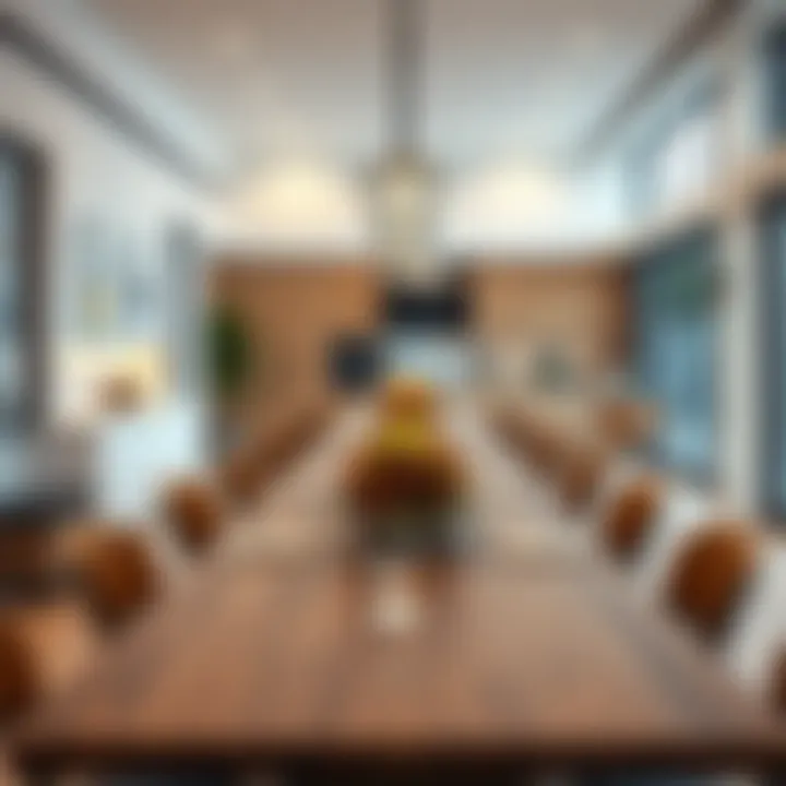 Long narrow kitchen table set up for a social gathering