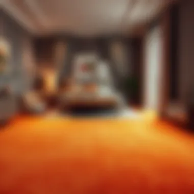 Cozy Atmosphere with Warm Color Carpet Warm color palette of carpet creating a cozy atmosphere