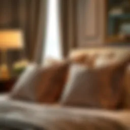 Luxurious pillows enhancing bedroom aesthetics