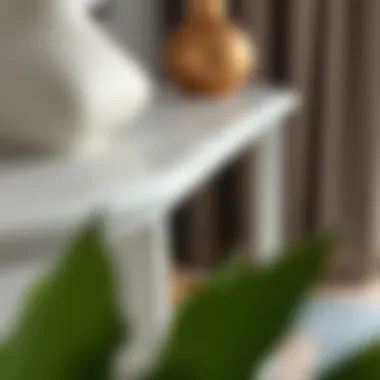 Material Choices for Console Tables Close-up of materials used in a small white console table
