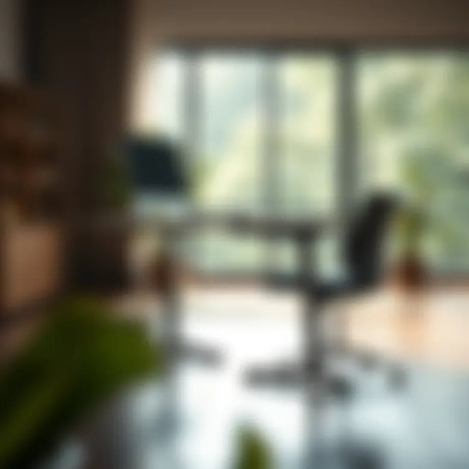 A modern standing desk showcasing ergonomic design