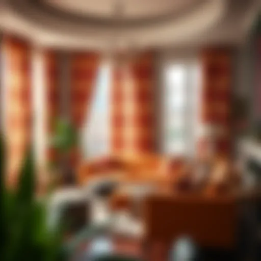 Elegant living room showcasing vibrant printed drapes enhancing aesthetic appeal.