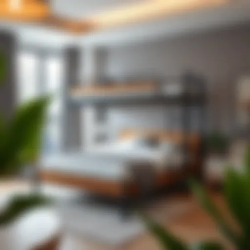 Stylish used bunk bed frame in a modern bedroom setting